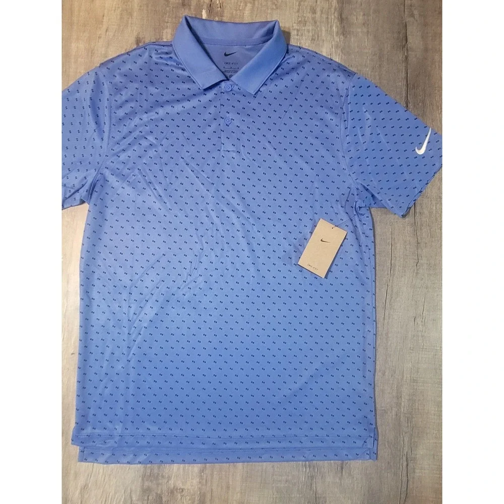 Nike Dri-FIT Golf Polo Shirt Mens Medium Blue Geometric Print HM5641-411 NEW